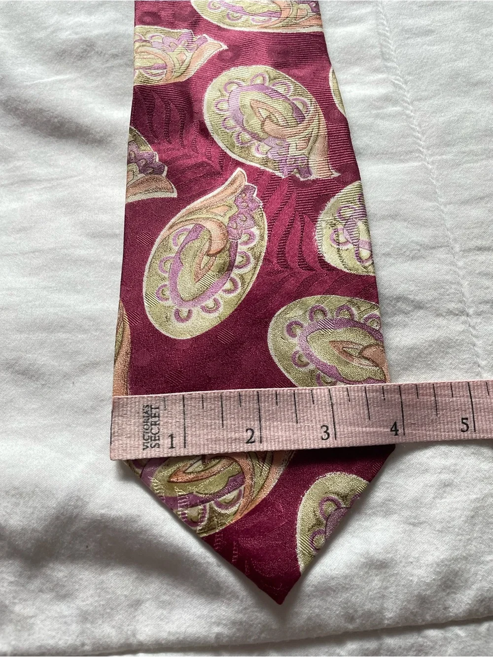 Vintage Dior Silk Maroon Paisley Tie Office Work Old Money Heritage Academia 90s